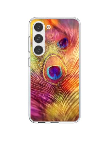 Coque Samsung Galaxy S23 5G Plume de Paon Multicolore - Sylvia Cook