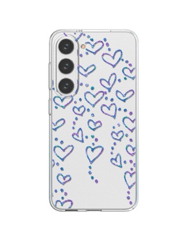 Coque Samsung Galaxy S23 5G Floating hearts coeurs flottants Transparente - Sylvia Cook