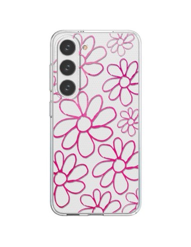 Coque Samsung Galaxy S23 5G Flower Garden Pink Fleur Transparente - Sylvia Cook