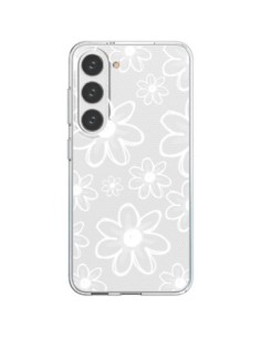 Samsung Galaxy S23 5G Case Mandala White Flower Clear -...