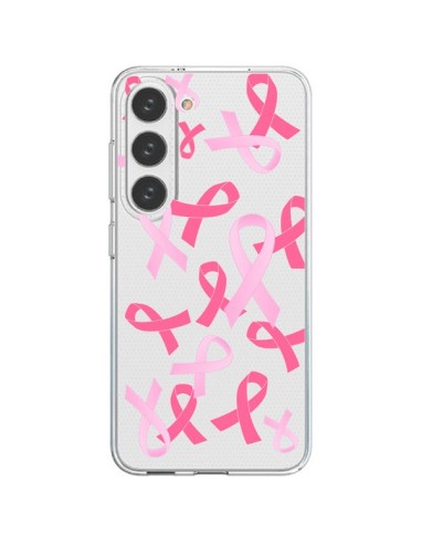 Coque Samsung Galaxy S23 5G Pink Ribbons Ruban Rose Transparente - Sylvia Cook