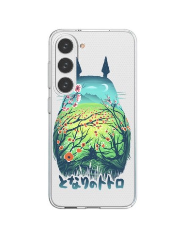 Cover Samsung Galaxy S23 5G Totoro Manga Fiori Trasparente - Victor Vercesi