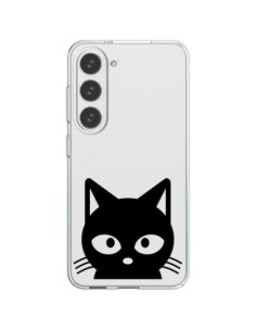 Cover Samsung Galaxy S23 5G Testa Gatto Nero Trasparente...