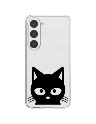 Cover Samsung Galaxy S23 5G Testa Gatto Nero Trasparente - Yohan B.