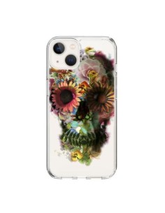 Coque iPhone 15 Skull Flower Tête de Mort Transparente -...