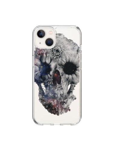 Coque iPhone 15 Floral Skull Tête de Mort Transparente - Ali Gulec