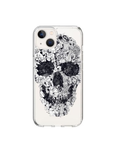Coque iPhone 15 Doodle Skull Dessin Tête de Mort Transparente - Ali Gulec
