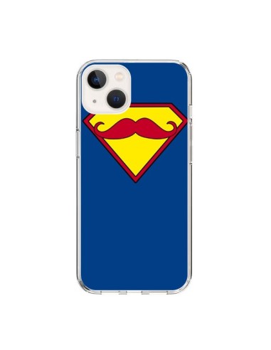 Coque iPhone 15 Super Moustache Movember Superman - Bertrand Carriere