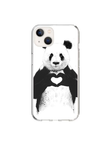 Coque iPhone 15 Panda Amour All you need is love - Balazs Solti