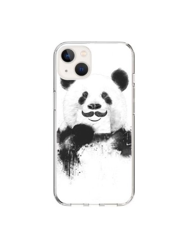 Coque iPhone 15 Funny Panda Moustache Movember - Balazs Solti