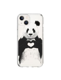 Coque iPhone 15 Panda All You Need Is Love Transparente -...