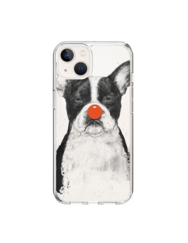 Coque iPhone 15 Clown Bulldog Dog Chien Transparente - Balazs Solti