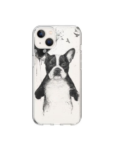 Coque iPhone 15 Love Bulldog Dog Chien Transparente - Balazs Solti