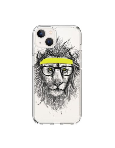 Coque iPhone 15 Hipster Lion Transparente - Balazs Solti