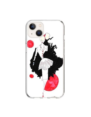 Coque iPhone 15 Demoiselle Femme Fashion Mode Rouge - Cécile