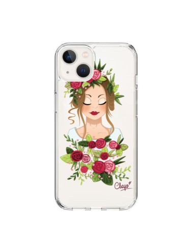 Coque iPhone 15 Femme Closed Eyes Fleurs Transparente - Chapo