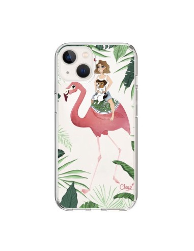 Coque iPhone 15 Lolo Love Flamant Rose Chien Transparente - Chapo