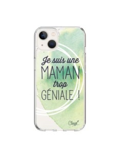 Coque iPhone 15 Je suis une Maman trop Géniale Vert...