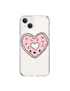 Cover iPhone 15 Ciambella Cuore Rosa Trasparente -...