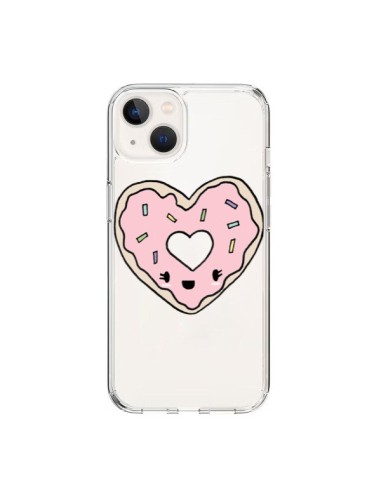 Coque iPhone 15 Donuts Heart Coeur Rose Transparente - Claudia Ramos