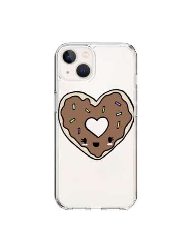 iPhone 15 Case Donut Heart Chocolate Clear - Claudia Ramos