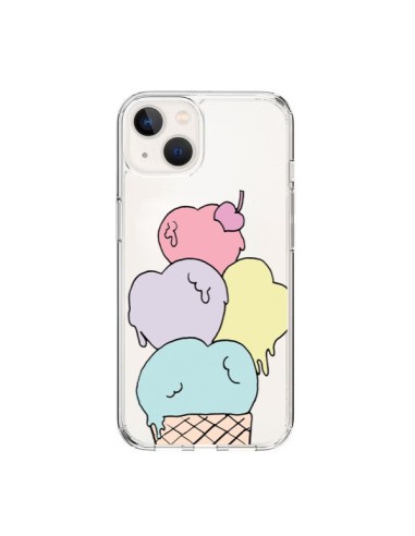 Coque iPhone 15 Ice Cream Glace Summer Ete Coeur Transparente - Claudia Ramos