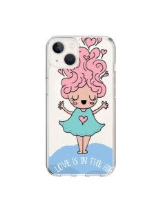 Coque iPhone 15 Love Is In The Air Fillette Transparente...
