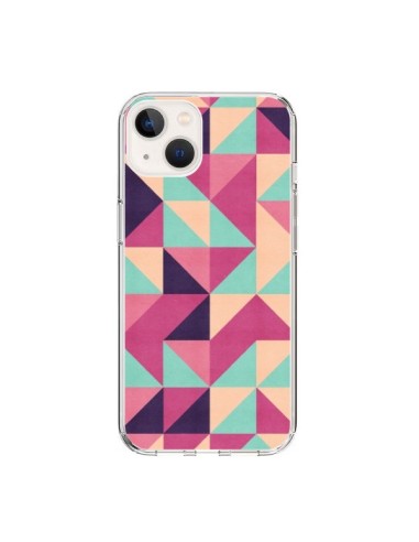 Cover iPhone 15 Azteque Triangolo Rosa Verde - Eleaxart