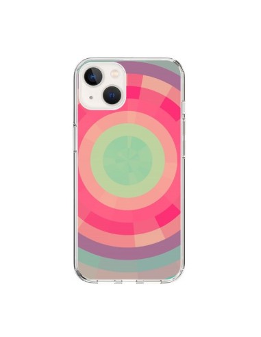 Cover iPhone 15 Spirale di Colori Rosa Verde - Eleaxart