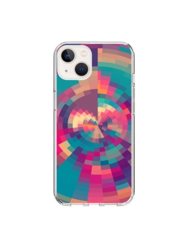 Cover iPhone 15 Spirales di Colori Rosa Viola - Eleaxart
