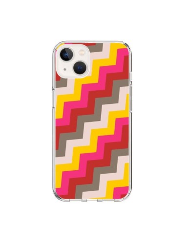 Coque iPhone 15 Lignes Triangle Azteque Rose Rouge - Eleaxart