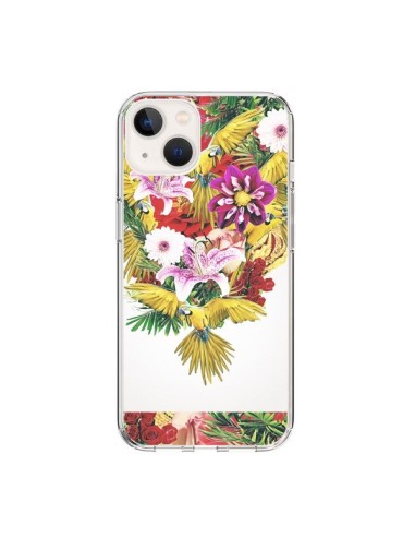 Cover iPhone 15 Parrot Floral Pappagallo Fiori - Eleaxart