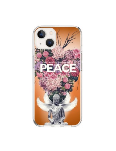 Coque iPhone 15 Peace Fleurs Buddha - Eleaxart