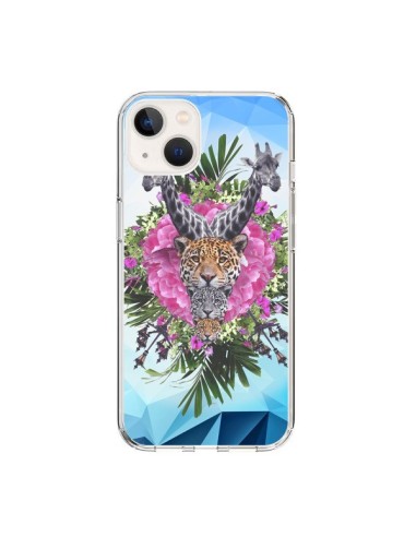 Coque iPhone 15 Girafes Lion Tigre Jungle - Eleaxart