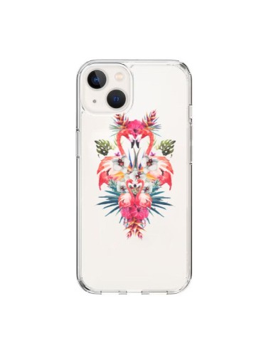 Coque iPhone 15 Tropicales Flamingos Tropical Flamant Rose Summer Ete - Eleaxart