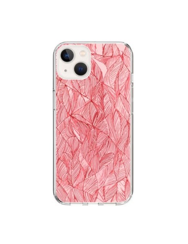 Coque iPhone 15 Courbes Meandre Rouge Cerise - Léa Clément