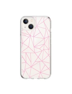 Cover iPhone 15 Linee Trangolo Rosa Trasparente - Project M