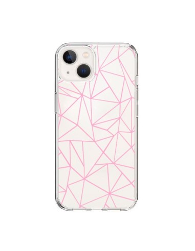 Coque iPhone 15 Lignes Triangle Rose Transparente - Project M