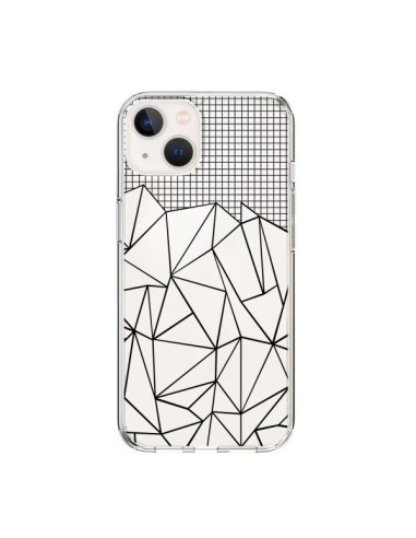 Coque iPhone 15 Lignes Grille Grid Abstract Noir Transparente - Project M
