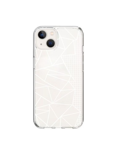 Coque iPhone 15 Lignes Grilles Side Grid Abstract Blanc Transparente - Project M