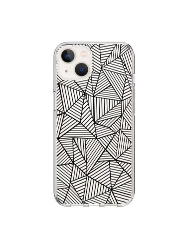 Cover iPhone 15 Linee Griglia Triangles Full Grid Astratto Nero Trasparente - Project M