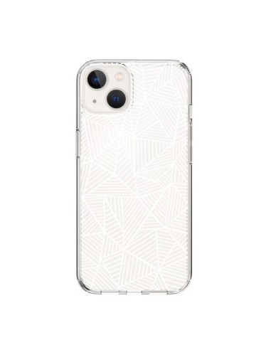 Cover iPhone 15 Linee Griglia Triangles Full Grid Astratto Bianco Trasparente - Project M