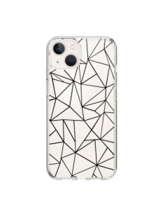 Coque iPhone 15 Lignes Triangles Grid Abstract Noir...