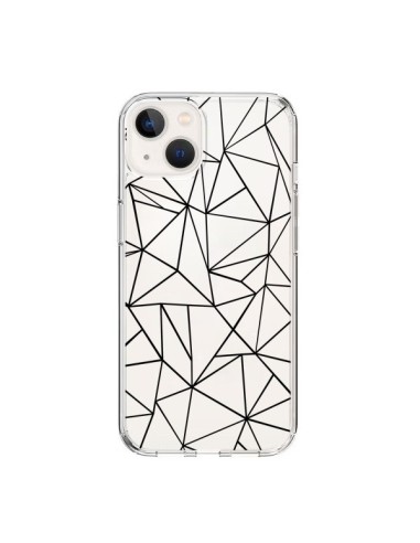 Coque iPhone 15 Lignes Triangles Grid Abstract Noir Transparente - Project M