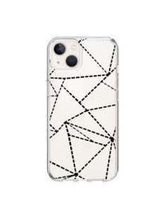 Coque iPhone 15 Lignes Points Abstract Noir Transparente...
