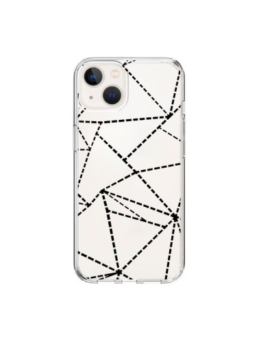 Coque iPhone 15 Lignes Points Abstract Noir Transparente - Project M