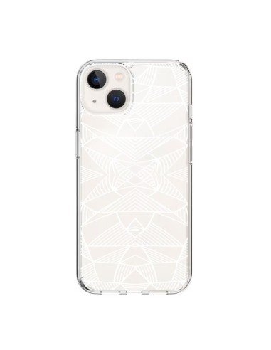 Coque iPhone 15 Lignes Miroir Grilles Triangles Grid Abstract Blanc Transparente - Project M