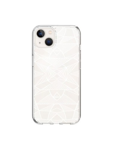 Cover iPhone 15 Linee Specchi Griglia Triangoli Grid Astratto Bianco Trasparente - Project M