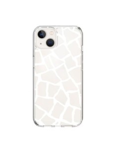 Cover iPhone 15 Giraffa Mosaico Bianco Trasparente -...