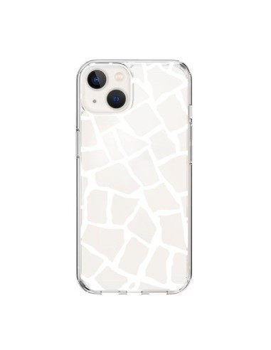 Coque iPhone 15 Girafe Mosaïque Blanc Transparente - Project M